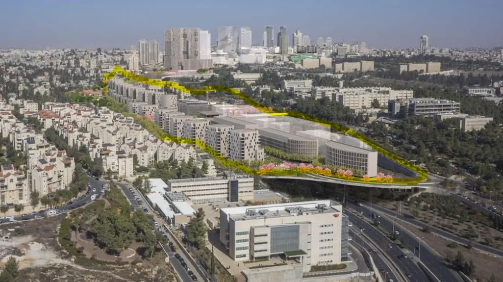 הדמיה של קירוי דרך בגין בירושלים המחבר בין בית הכרם לגבעת רם